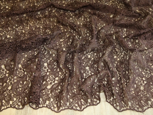 Deadstock Heavy Guipure Lace Fabric Brown