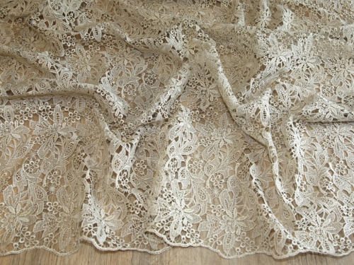 Deadstock Heavy Guipure Lace Fabric Gold