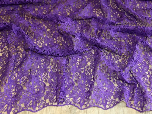 Deadstock Heavy Guipure Lace Fabric Purple
