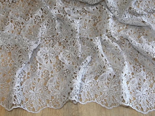 Deadstock Heavy Guipure Lace Fabric Silver