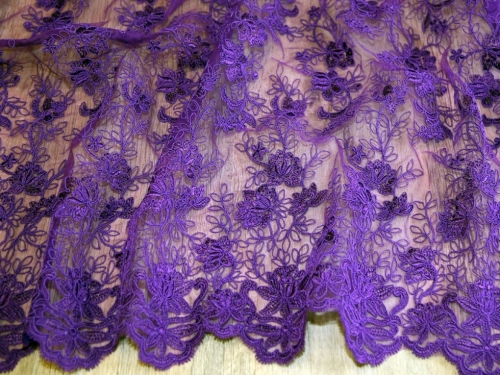 Deadstock Heavy Guipure Lace Fabric Purple