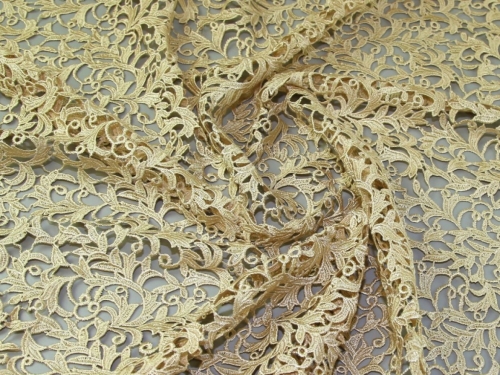 Minerva Core Range Heavy Guipure Lace Fabric Champagne