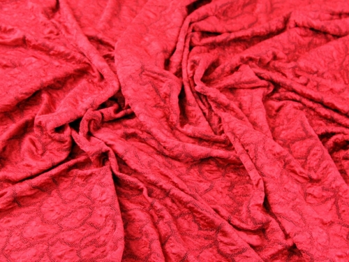 Deadstock Double Layer Textured Stretch Knit Fabric Red