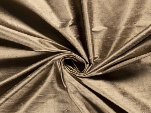Pure Silk Dupion Fabric Dark Sand
