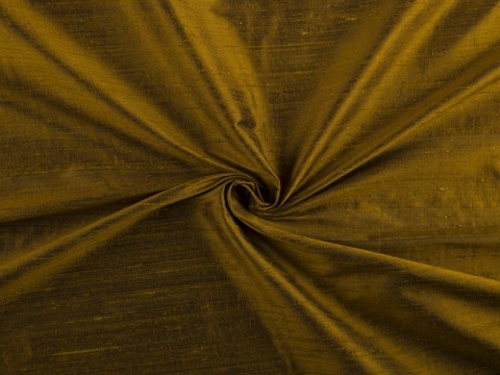 Pure Silk Dupion Fabric Dark Gold
