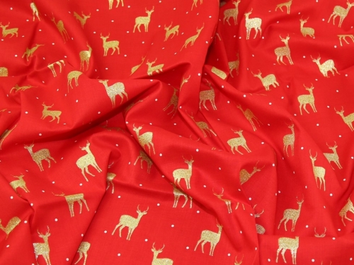 Deadstock Glitter 100% Cotton Fabric Red