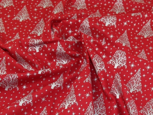 Deadstock 100% Cotton Fabric Silver on Red