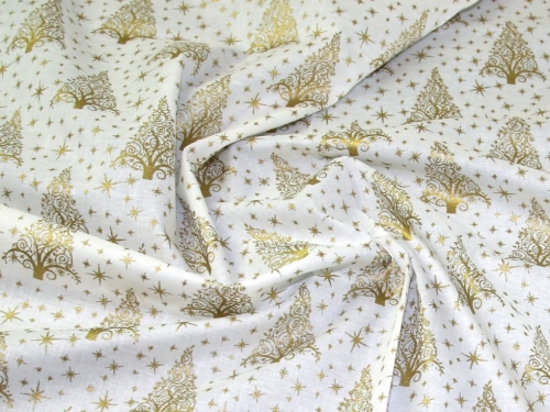 Deadstock 100% Cotton Fabric Gold on White