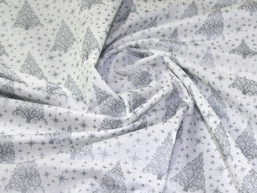 Deadstock 100% Cotton Fabric Silver on White