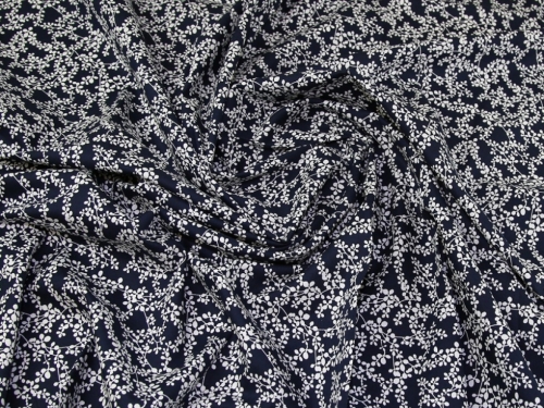Deadstock 100% Cotton Poplin Fabric White on Navy