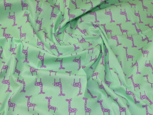 Deadstock 100% Cotton Poplin Fabric Mint & Purple