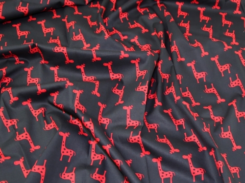Deadstock 100% Cotton Poplin Fabric Black & Red