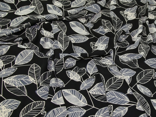 Soft Polyester Crepe Fabric Grey & Black