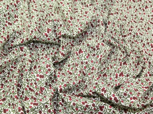 Cotton Lawn Fabric Cream & Burgundy