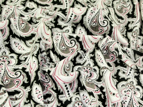 Cotton Lawn Fabric Black & Pink