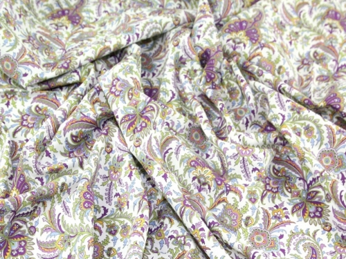 Cotton Lawn Fabric Purple & Green