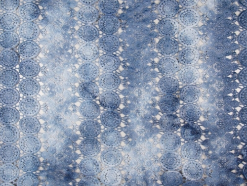 Deadstock Embroidered Lace Fabric Jeans Blue