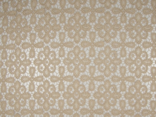 Deadstock Embroidered Lace Fabric Camel