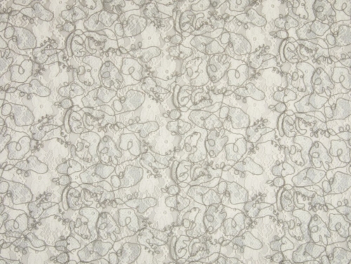 Deadstock Embroidered Lace Fabric Taupe