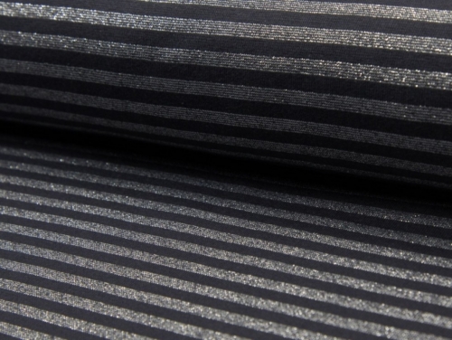 Deadstock Lurex Tubular Rib Stretch Knit Fabric Black