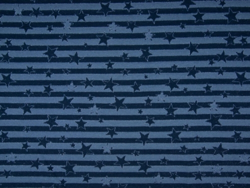 Deadstock Lurex Jacquard Stretch Knit Fabric Navy & Blue