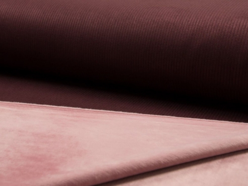 Deadstock Fur Back Rib Stretch Knit Fabric Bordeaux