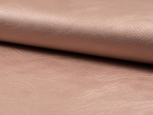 Deadstock Punched Faux Leather Stretch Knit Fabric Old Rose Pink