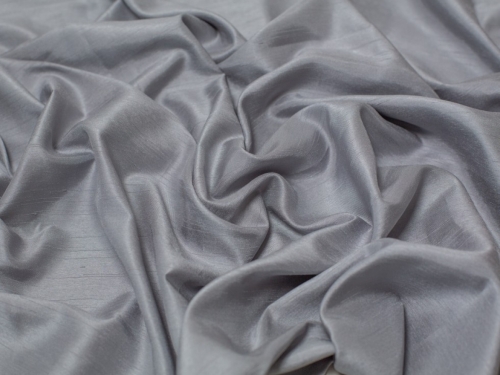 Satin Back Dupion Fabric Gunmetal Grey