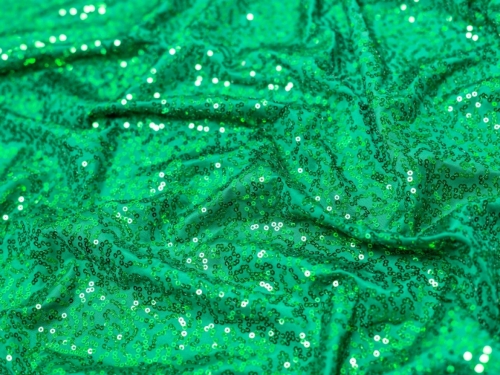 Minerva Core Range Sequin ITY Silky Stretch Knit Fabric Kelly Green