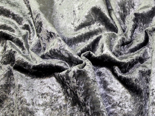 Deadstock Heavy Crushed Velvet Stretch Knit Fabric Silver