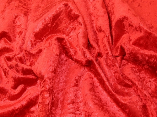 Deadstock Heavy Crushed Velvet Stretch Knit Fabric Red
