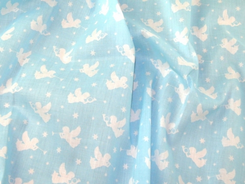 Printed Polycotton Fabric Blue