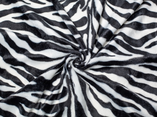 Minerva Core Range Velboa Faux Fur Fabric Zebra