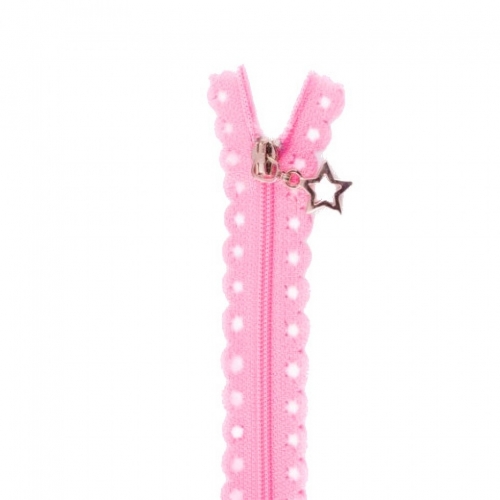 Star Lace Dress Zips Rose Pink