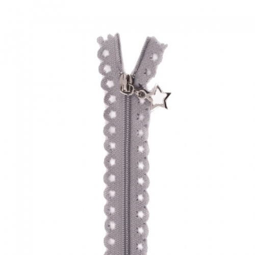 Star Lace Dress Zips Light Grey