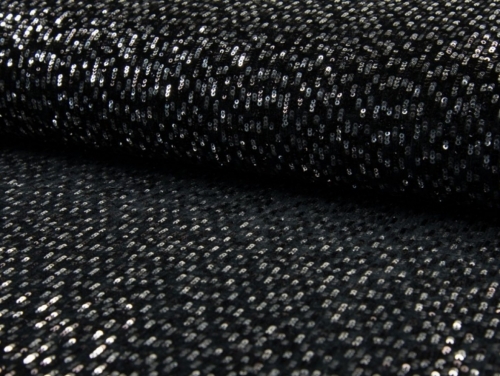 Deadstock Sequin Velvet Stretch Knit Fabric Black & Silver