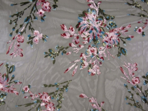 Deadstock Sequin Lace Fabric Multicoloured