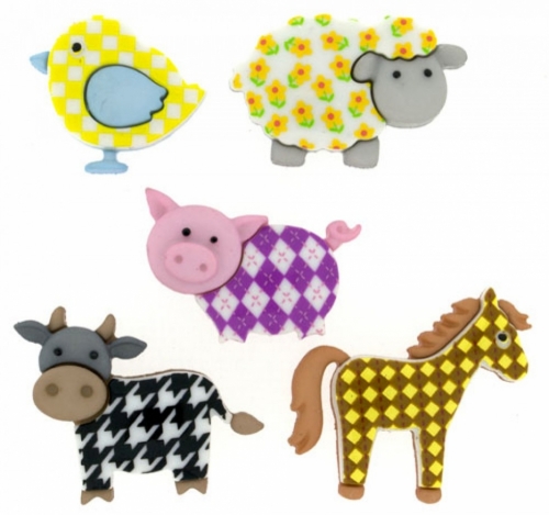 Dress It Up Funky Farm Buttons