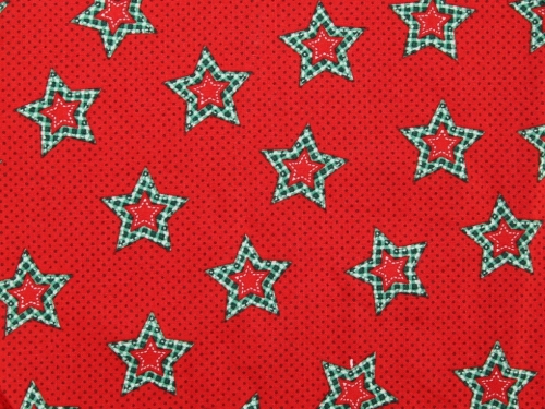 Deadstock 100% Cotton Poplin Fabric Red & Green