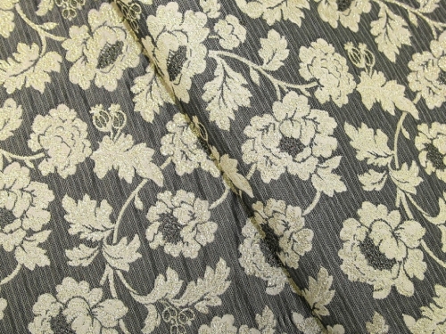 Deadstock Metallic Woven Brocade Fabric Grey & Light Gold