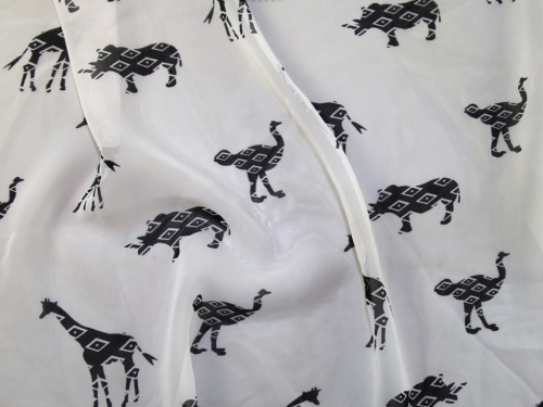 Deadstock Sheer Chiffon Fabric Black & Ivory