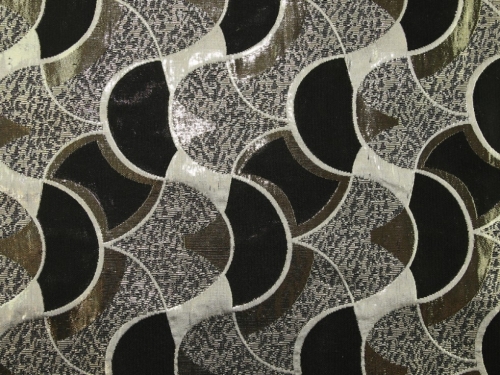 Deadstock Metallic Woven Brocade Fabric Black & Gold