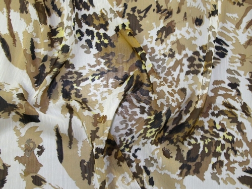 Deadstock Crinkle Sheer Chiffon Fabric Brown