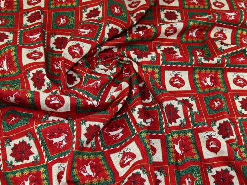 Deadstock 100% Cotton Fabric Red & Green