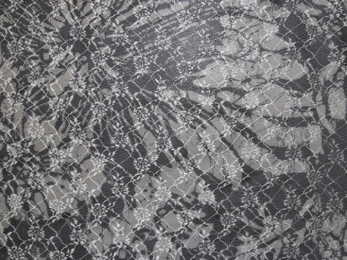 Deadstock Embroidered Lace Fabric Black & White