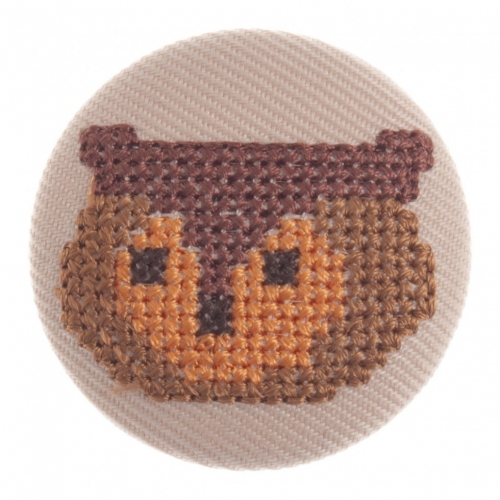 Trimits Fabric Covered Buttons Cream & Brown