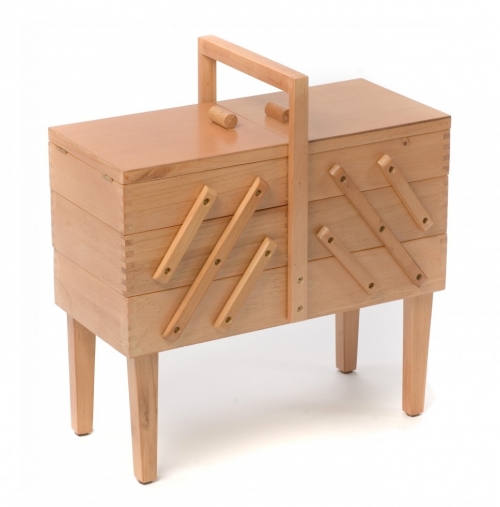 Hobby and Gift Wood Large Sewing Craft Box Light Wood