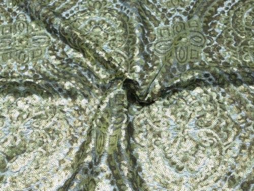 Deadstock Sequin Lace Fabric Gold