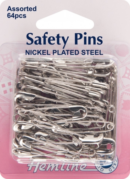 Hemline Safety Pins Nickel/Silver