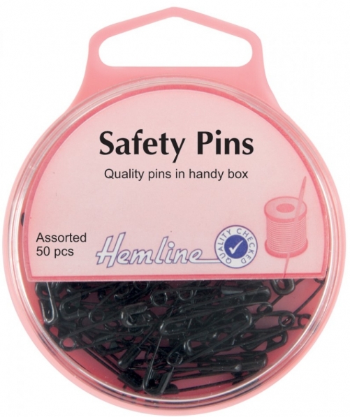 Hemline Safety Pins Black